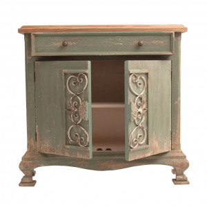 COMODA CU SERTARE GUAM REF. 21935, GRI/ NATURAL, STIL VINTAGE, MDF SI FIER, VIC - Img 3