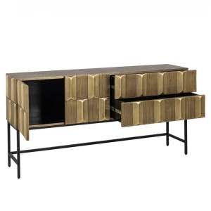COMODA JAXX, 160 CM, AURIU/NEGRU, DIN MDF SI METAL, RICHMOND INTERIORS - Img 5