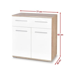 COMODA LIMA KM-1, ALB/STEJAR SONOMA, DIN PAL MELAMINAT, STIL MODERN - Img 2