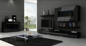 COMODA NEAGRA CU LED SI TELECOMANDA KOLN - DESIGN MODERN - Img 1