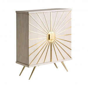 DULAP PREM REF. 25355, DIN METAL, MDF SI LEMN MASIV DE MANGO, ALB/AURIU, STIL CLASIC, VIC - Img 3