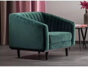 FOTOLIU CONFORTABIL ASPREY 1, VERDE BLUVEL 78/WENGE, TAPITERIE DIN CATIFEA SI PICIOARE DIN LEMN - Img 1