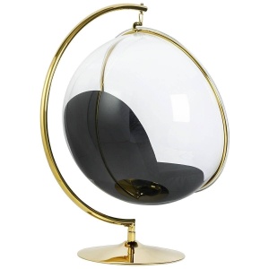 FOTOLIU EXCLUSIVIST BUBBLE STAND, NEGRU/TRANSPARENT/AURIU, DIN ACRIL SI CATIFEA, STIL MODERN - Img 2
