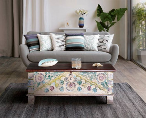 LADA PENTRU DEPOZITARE/CUFAR MORA, MULTICOLOR, LEMN DE MANGO, STIL VINTAGE G&C - Img 1