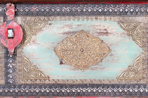LADA PENTRU DEPOZITARE/CUFAR ROSSI, MULTICOLOR, LEMN DE MANGO CU DETALII DIN BRONZ, STIL VINTAGE G&C - Img 5