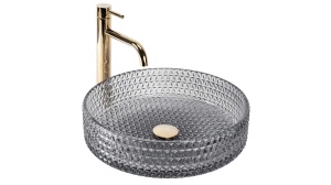 LAVOAR REA CRISTAL, GRI, 40 CM, DIN STICLA, CALITATE SUPERIOARA - Img 3