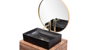 LAVOAR REA INGA, EFECT DE MARMURA NEAGRA MATA, 51 CM, DIN CERAMICA, CALITATE SUPERIOARA - Img 4