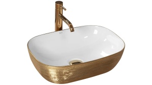 LAVOAR REA JENNY, 46,5 CM, ALB/AURIU, DIN CERAMICA, CALITATE SUPERIOARA - Img 5