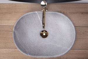LAVOAR REA LARA, EFECT DE PIATRA GRI, 48,5 CM, DIN CERAMICA, CALITATE SUPERIOARA - Img 3