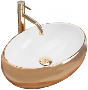 LAVOAR REA LINDA, ALB/AURIU, 48,5 CM, DIN CERAMICA, CALITATE SUPERIOARA - Img 5