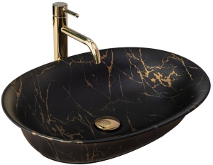 LAVOAR REA ROMA, EFECT DE MARMURA NEAGRA MATA, 56 CM, DIN CERAMICA, CALITATE SUPERIOARA - Img 5
