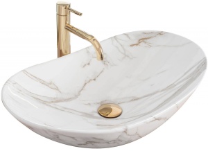 LAVOAR REA ROYAL, SHINY AIAX, 60,5 CM, EFECT DE MARMURA ALBA, DIN CERAMICA, CALITATE SUPERIOARA - Img 5