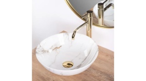 LAVOAR REA STELLA, AIAX SHINY, EFECT DE MARMURA ALBA, 35,5 CM, DIN CERAMICA, CALITATE SUPERIOARA - Img 3
