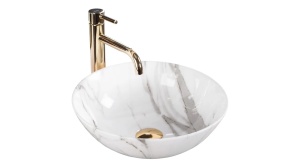 LAVOAR REA STELLA, AIAX SHINY, EFECT DE MARMURA ALBA, 35,5 CM, DIN CERAMICA, CALITATE SUPERIOARA - Img 5