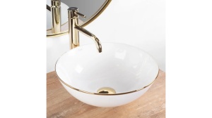 LAVOAR REA STELLA, ALB/AURIU, 35,5 CM, DIN CERAMICA, CALITATE SUPERIOARA - Img 1
