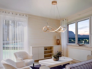 LUSTRA/PLAFONIERA MOLLY, 53 CM, AURIU ROSE/OPAL, DIN ALUMINIU SI ACRIL, STIL MODERN - Img 2