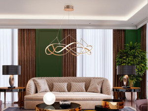 LUSTRA/PLAFONIERA MOLLY, 80 CM, AURIU ROSE/OPAL, DIN METAL, ALUMINIU SI SILICON, STIL MODERN - Img 2