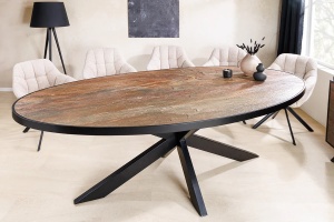 MASA DE SUFRAGERIE OVALA, MOUNTAIN SOUL 240CM, MDF, ASPECT DE PIATRA, INVICTA INTERIOR - Img 3