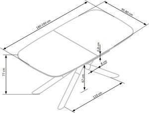 MASA DINING EXTENSIBILA CAPELLO, GRI INCHIS/NEGRU, 180/240 CM, BLAT DIN STICLA SI PICIOARE DIN METAL, STIL MODERN, HALMAR - Img 2