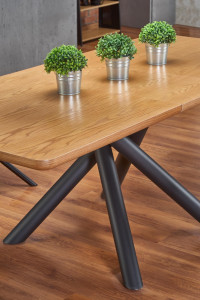 MASA DINING EXTENSIBILA DERRICK, STEJAR/NEGRU, 160/200 CM, BLAT DIN MDF SI PICIOARE DIN METAL, STIL MODERN, HALMAR - Img 3