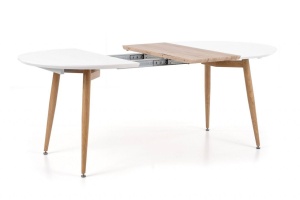 MASA DINING EXTENSIBILA EDWARD, STEJAR SAN REMO/ALB, 120/200 CM, BLAT DIN MDF SI PICIOARE DIN METAL , STIL MODERN - Img 5