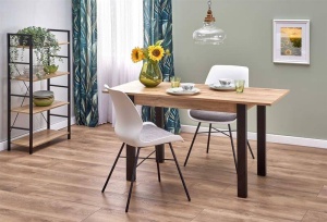 MASA DINING EXTENSIBILA GINO, STEJAR WOTAN/NEGRU, 100/135 CM, BLAT DIN PAL MELAMINAT, STIL VINTAGE - Img 1