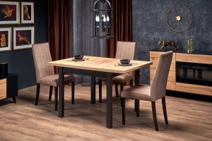 MASA DINING EXTENSIBILA TIAGO, STEJAR CRAFT/NEGRU, 90/125 CM, BLAT DIN PAL SI PICIOARE DIN MDF, STIL VINTAGE - Img 3
