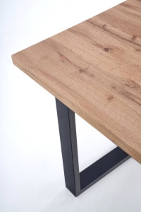 MASA DINING EXTENSIBILA VENOM, STEJAR WOTAN/NEGRU, 135/185 CM, BLAT DIN MDF LAMINAT SI PICIOARE DIN METAL, STIL VINTAGE - Img 8