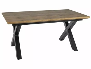 MASA EXTENSIBILA XAVIERO II, 160/240 CM, STEJAR ARTISAN/NEGRU, BLAT DIN MDF SI PICIOARE DIN METAL, STIL MODERN - Img 5