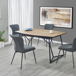 MASA LIVING COLOMBO 160/210 cm STEJAR AURIU/NEGRU DESIGN INDUSTRIAL HALMAR - Img 1