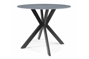 MASA LIVING/DINING TALIA, 90 CM, EFECT DE MARMURA GRI MAT/NEGRU, BLAT DIN CERAMICA SI PICIOARE DIN METAL, STIL MODERN - Img 2