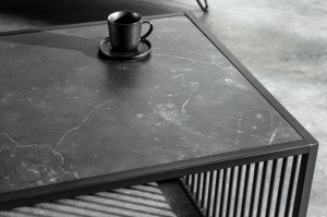 MASUTA DE CAFEA, ARCHITECTURE 100CM, ASPECT MARMURA, NEAGRA - Img 2