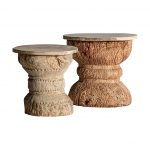 MASUTA DE CAFEA ASSORTED BESAKOA REF. 29985, DIN LEMN MASIV DE TEC, STIL RUSTTIC, VIC - Img 2