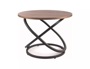 MASUTA DE CAFEA EOS D, 60 CM, NUC/NEGRU, BLAT DIN MDF, FURNIR NATURAL SI CADRU DIN METAL, STIL MODERN - Img 2