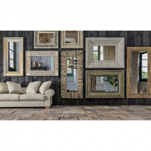 OGLINDA DECORATIVA CLUTHA REF. 23877, DIN LEMN MASIV, MDF SI OGLINDA, STIL CLASIC, VIC - Img 1