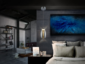 PENDUL NEBULA, 12 CM, CROM/TRANSPARENT, DIN METAL, STICLA SI POLICARBONAT, STIL MODERN - Img 2