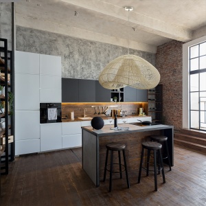 PENDUL SABAH, 100 CM, ALB/NATURAL, DIN METAL SI RATAN, STIL MODERN - Img 1