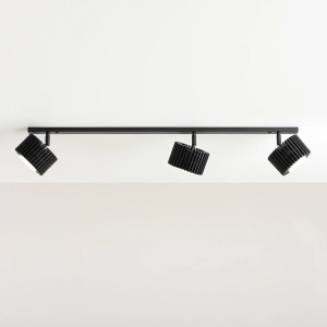 PLAFONIERA TULL, 3 (1+2) BRATE, 14 CM, NEAGRA, DIN LEMN SI METAL, STIL MODERN - Img 4