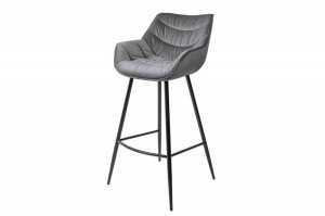 SCAUN BAR, DUTCH, COD 41442, DIN METAL SI CATIFEA GRI, DESIGN MODERN - Img 1