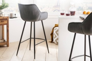 SCAUN BAR, DUTCH, COD 41442, DIN METAL SI CATIFEA GRI, DESIGN MODERN - Img 5