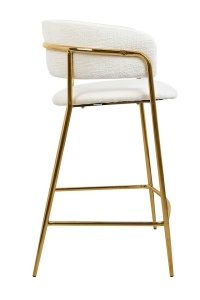SCAUN DE BAR DELTA 65 ALB/AURIU, CU TAPITERIE DIN TEXTIL, STIL MODERN - Img 2