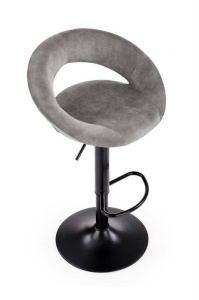 SCAUN DE BAR H102, GRI/NEGRU, TAPITERIE DIN CATIFEA SI PICIOARE DIN METAL, STIL MODERN - Img 3