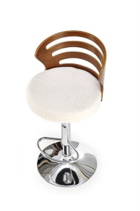 SCAUN DE BAR H109, CREM/NUC/CROM, TAPITERIE BOUCLE SI LEMN SI PICIOARE DIN METAL, STIL MODERN - Img 3