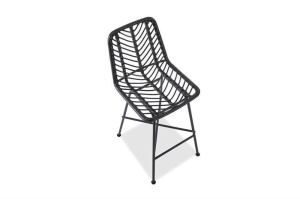 SCAUN DE BAR H97, NEGRU/NEGRU, TAPITERIE DIN RATTAN SI PICIOARE DIN METAL, STIL MODERN - Img 7