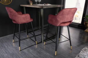 SCAUN DE BAR, PARIS, DE CULOARE ROSIE, DIN CATIFEA, COD 42293, ASPECT RETRO - Img 2