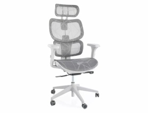 SCAUN DE BIROU PIVOTANT DEVON, GRI/GRI, TAPITERIE DIN PLASA SI PICIOR DIN PLASTIC, STIL MODERN - Img 1