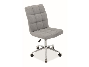 SCAUN DE BIROU PIVOTANT Q-020, GRI/CROM, TAPITERIE DIN STOFA SI PICIOR DIN METAL, STIL MODERN - Img 1