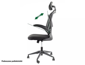 SCAUN DE BIROU PIVOTANT Q-060, NEGRU/NEGRU, TAPITERIE DIN STOFA SI PLASA SI PICIOR DIN PLASTIC, STIL MODERN - Img 2