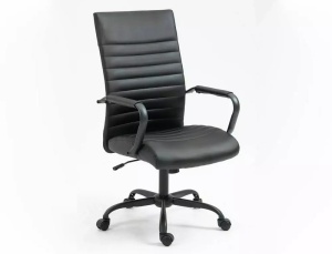 SCAUN DE BIROU PIVOTANT Q306, NEGRU/NEGRU, TAPITERIE DIN PIELE ECOLOGICA SI PICIOR DIN METAL, STIL MODERN - Img 1