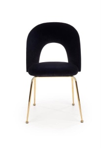 SCAUN DINING K385, NEGRU/AURIU, CU TAPITERIE DIN STOFA FINA SI PICIOARE DIN METAL, STIL MODERN - Img 2
